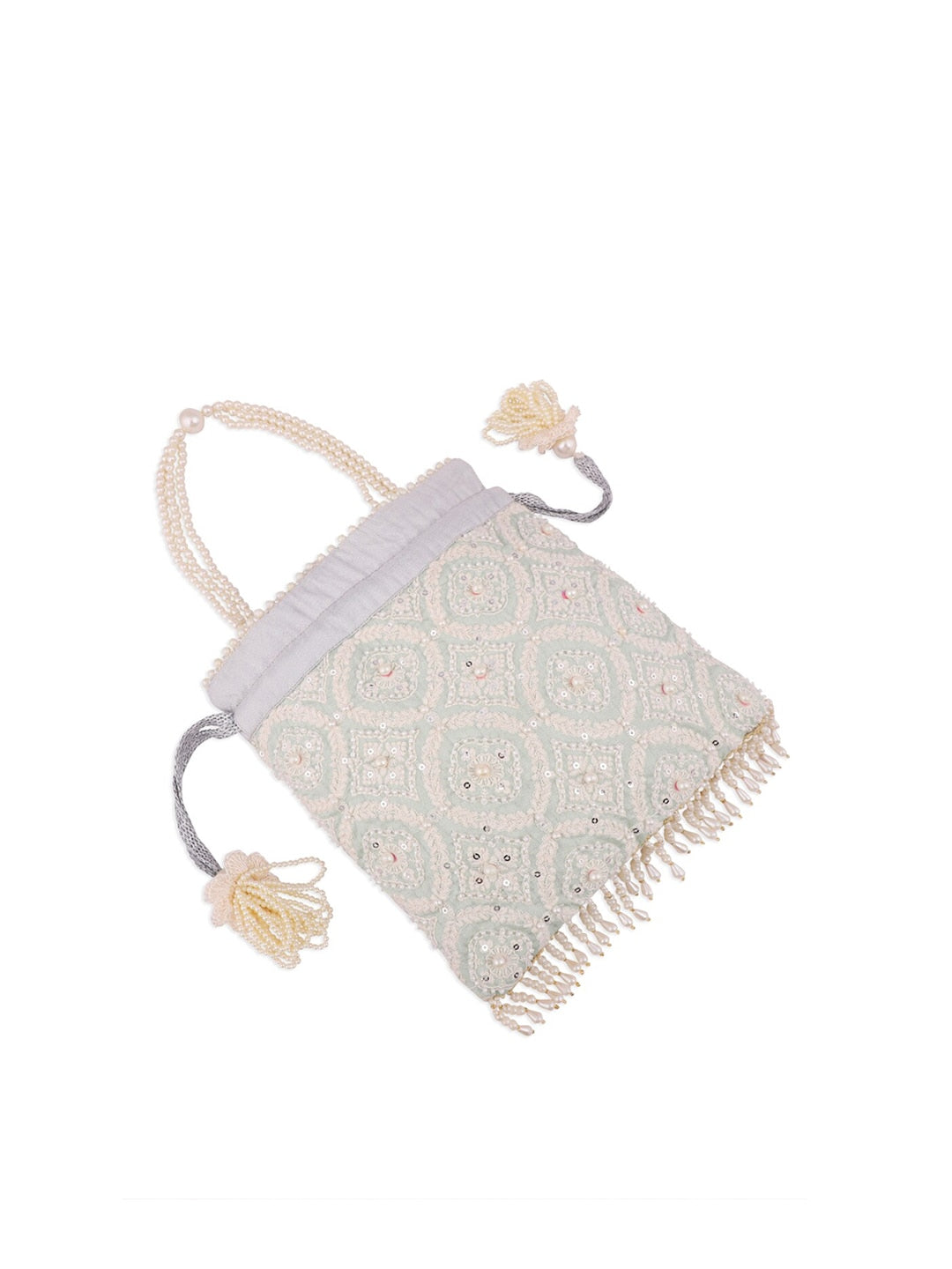 Masq Blue & Gold-Toned Embellished Embroidered Potli Clutch - Distacart