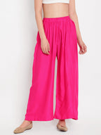 TAG 7 Women Pink & Beige Set of 2 Flared Ethnic Palazzos