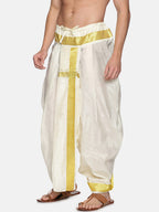 Sethukrishna Men Cream-Coloured Solid Readymade Dhoti Pants - Distacart