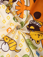 Home Sizzler Yellow & Orange Cartoon Characters 210 TC Single Bedsheet with 1 Pillow Covers