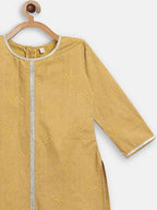 Ahalyaa Mustard Crepe Straight Kids Kurta Palazzo Set For Girls