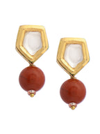 Ruby Raang Red Jasper Kundan Earrings - Distacart