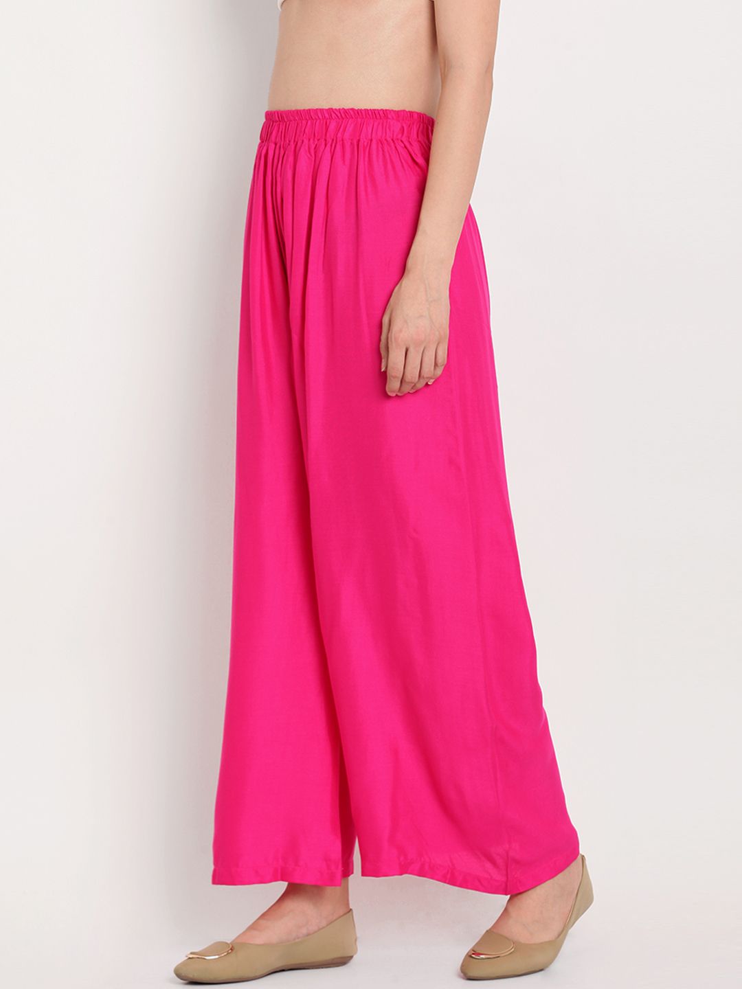 TAG 7 Women Pink Solid Flared Palazzos