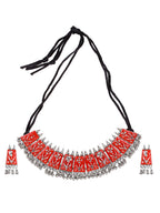 Cardinal Women Red Chocker Necklace & Earrings Jewellery Set - Distacart