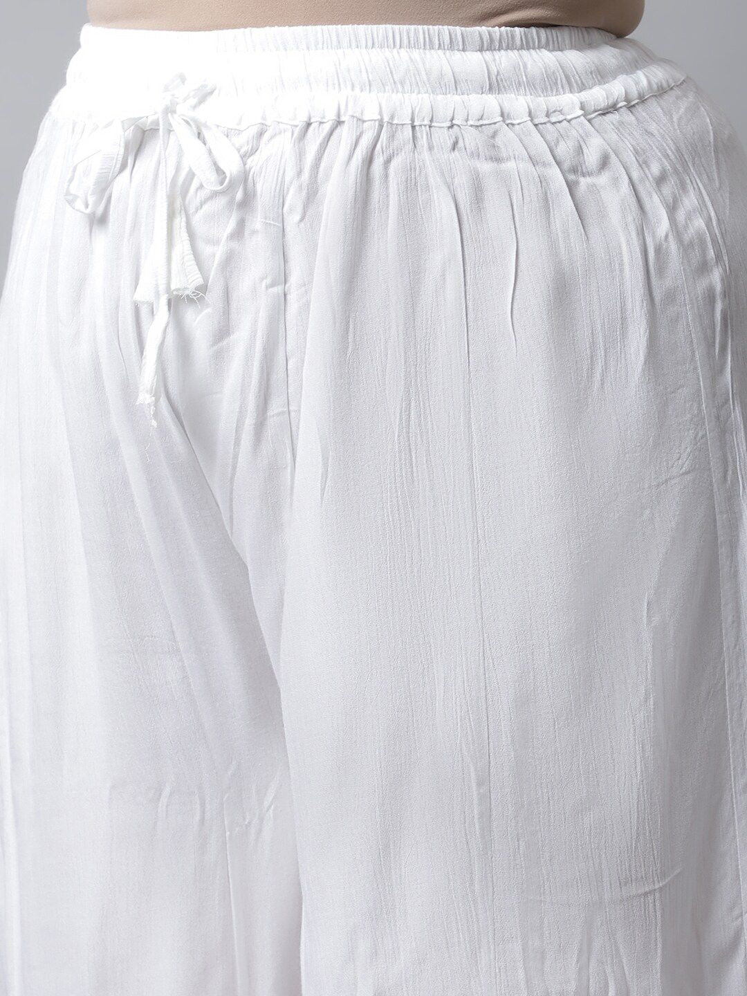 TAG 7 Women White Plus Size Flared Ethnic Palazzos