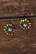 Joban Fashion Women Brass Golden White Ad Earrings - Distacart