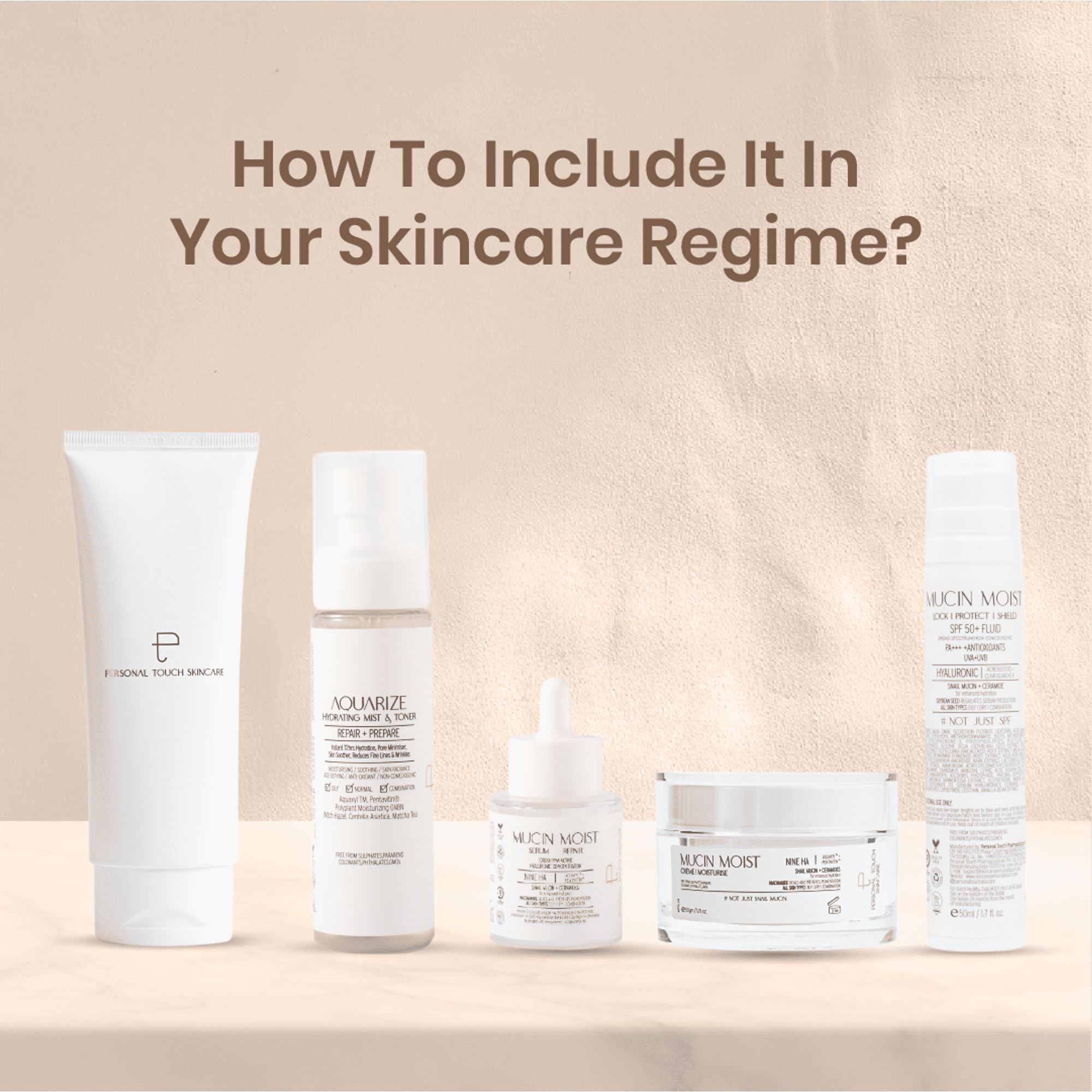 Personal Touch Skincare Mucin Moist Fluid Sunscreen SPF 50+ PA+++ UVA/UVB To Minimizes Pores
