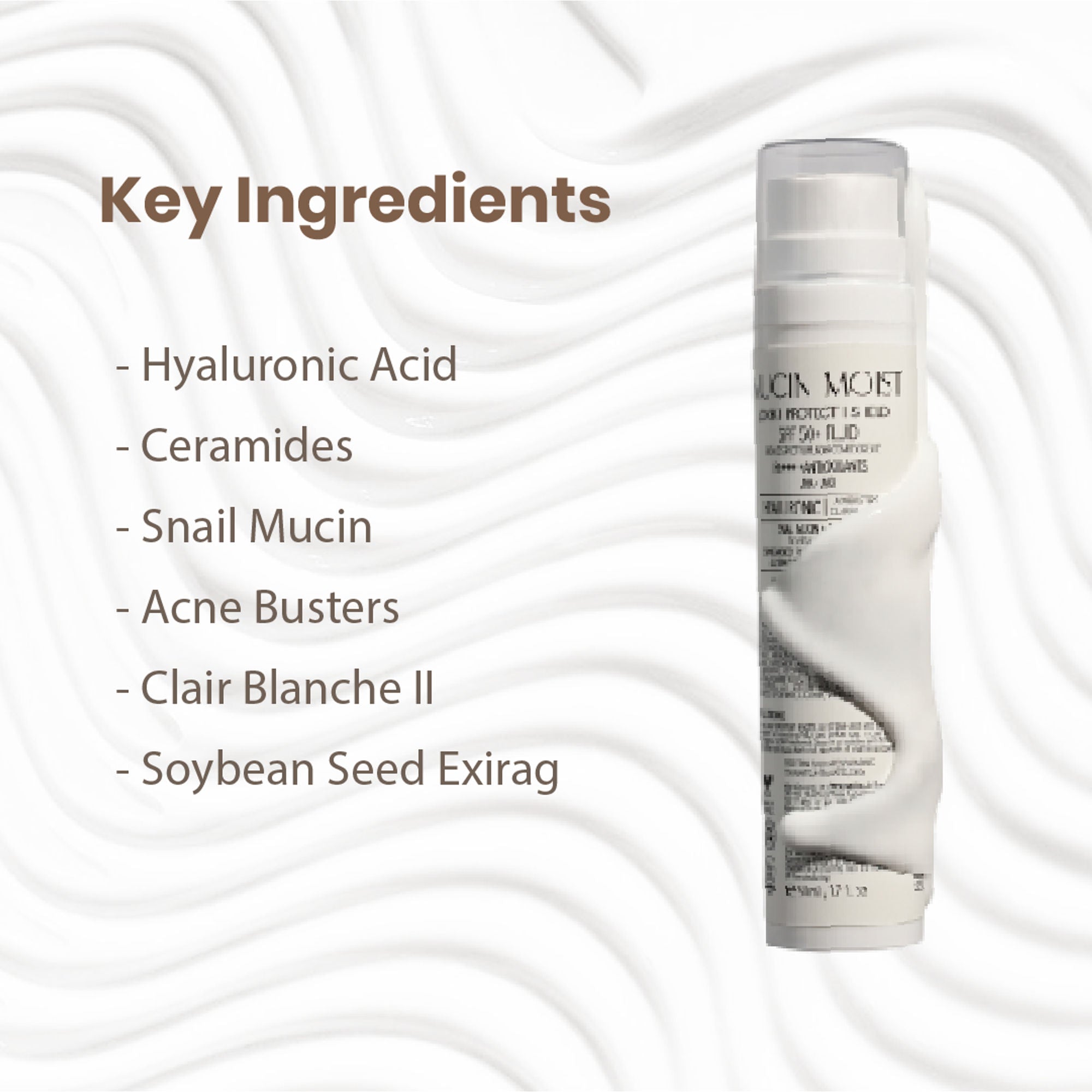 Personal Touch Skincare Mucin Moist Fluid Sunscreen SPF 50+ PA+++ UVA/UVB To Minimizes Pores