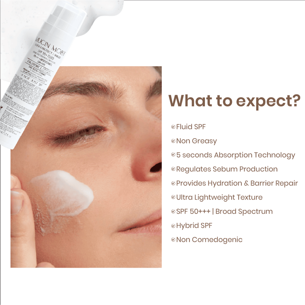 Personal Touch Skincare Mucin Moist Fluid Sunscreen SPF 50+ PA+++ UVA/UVB To Minimizes Pores