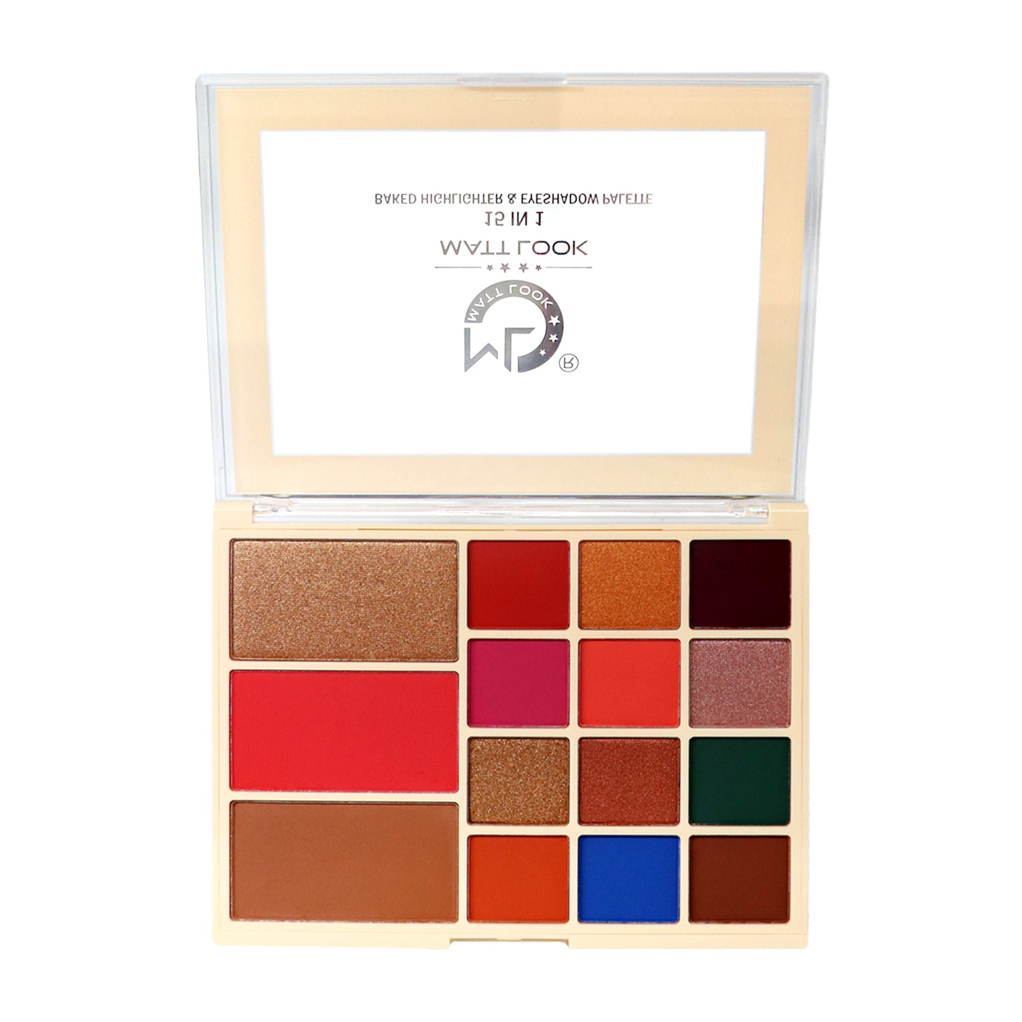 Matt Look 15 In 1 Baked Highlighter & Eyeshadow Matte Palette Face Makeup - Matte 01