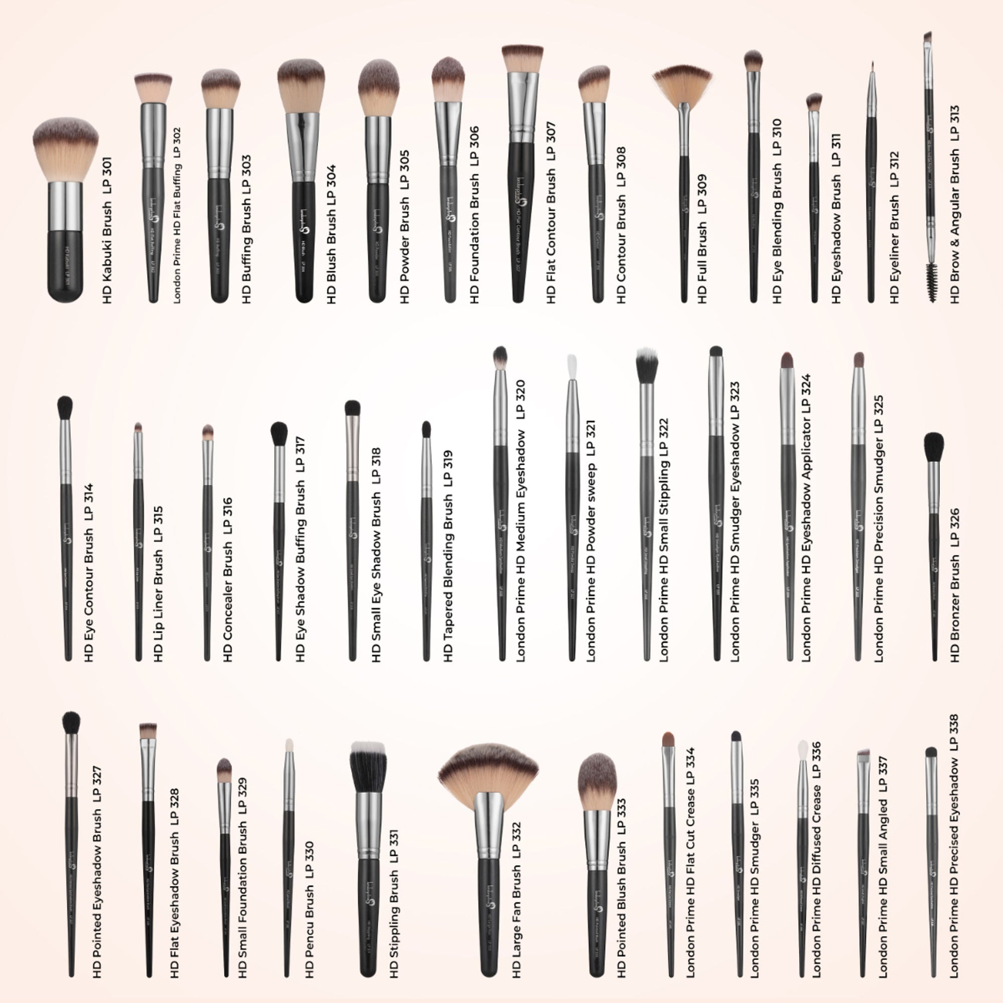 London Prime HD Signature Brush Set - 38 Pcs, Peach