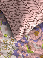 MYTRIDENT Moments Pink Blue Floral Pure Cotton 120 TC Queen Bedsheet With 2 Pillow Covers