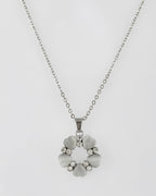 VOJ Women Beads Stainless Steel Sliver-Plated Chain with Heart-Shape Pendant