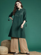 Sangria Ethnic Motifs Printed Gotta Patti Pure Cotton Kurta