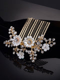 Panash Women Gold-Toned & White Embellished Comb Pin - Distacart