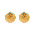 Nuyug 22K Gold-Plated Turquoise Flower Stud Earrings - Distacart