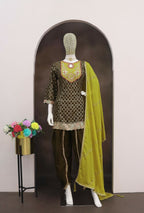 Anaita Mehndi Embroidered Silk Stitched Dhoti Suit - Distacart