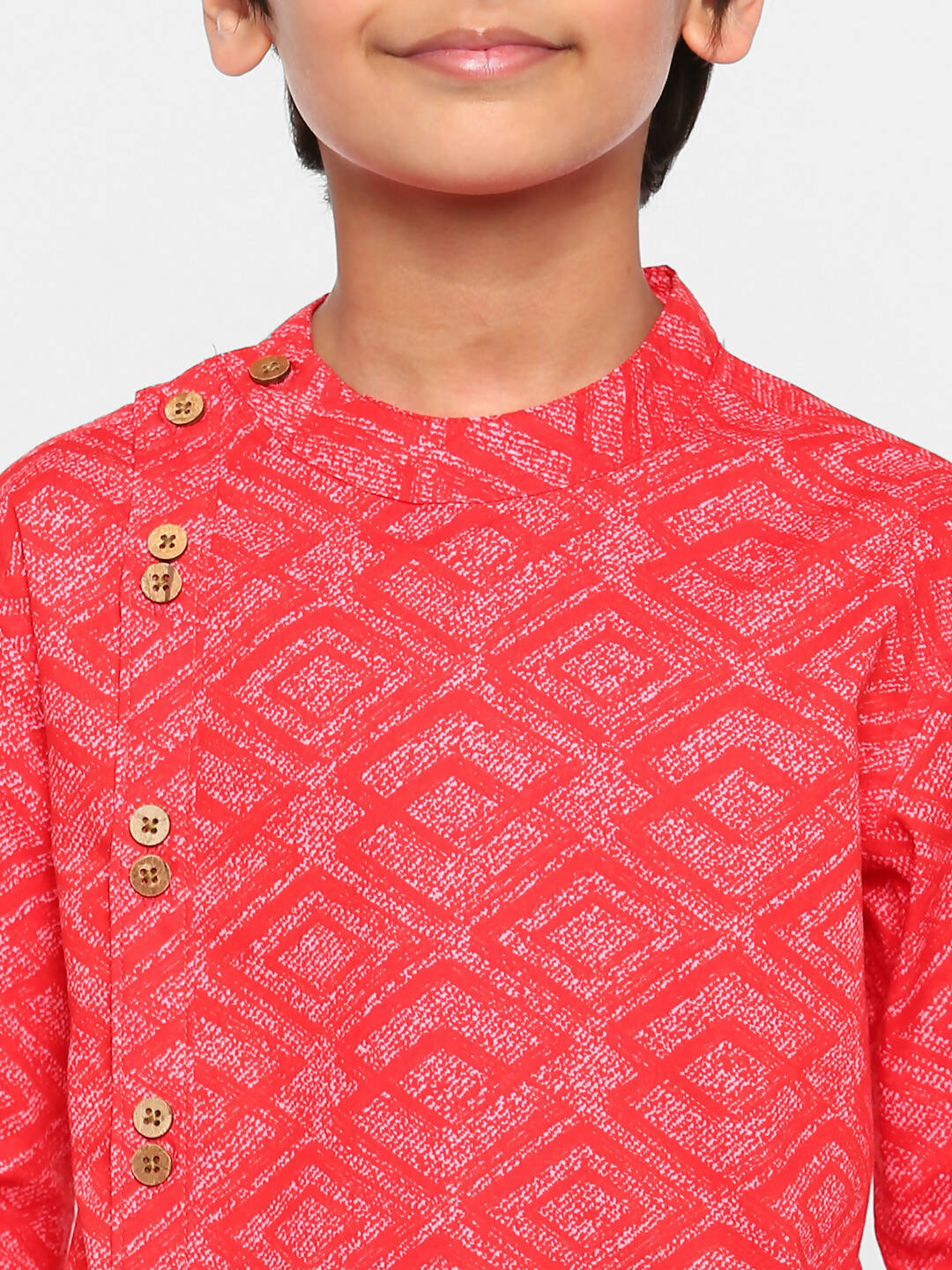 Manet Ethnic Full Sleeves Printed Shirt - Red