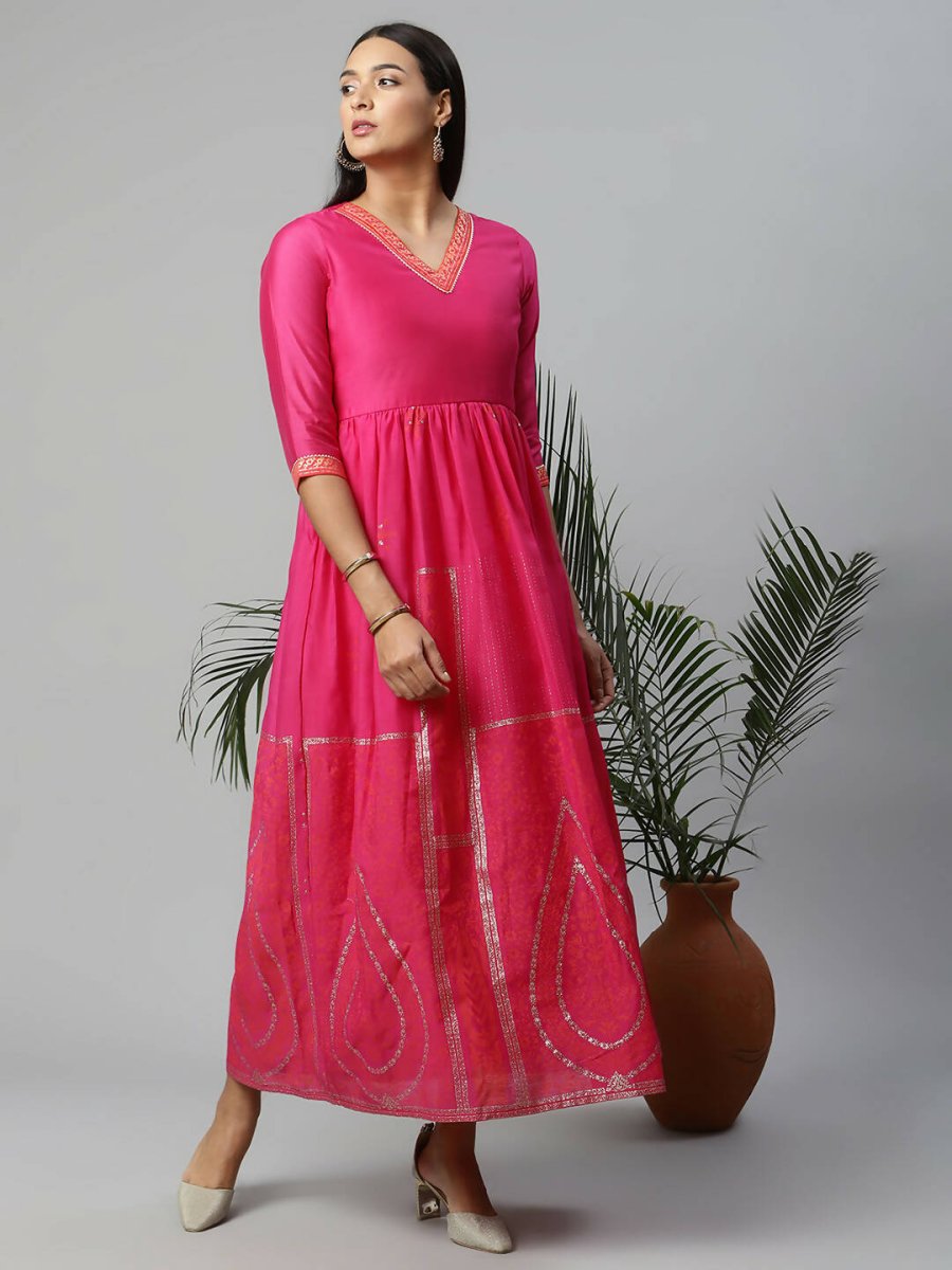 Ahalyaa Womens Pink Crepe Printed Dress - Distacart