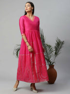 Ahalyaa Womens Pink Crepe Printed Dress - Distacart