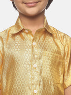 Sethukrishna Boys Gold-Toned Shirt with Dhoti