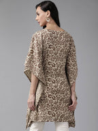 Yufta Women Brown & Beige Printed Kaftan Kurta