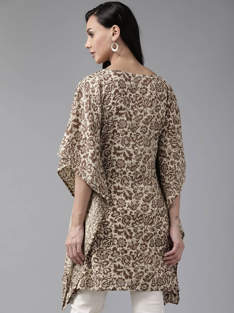 Yufta Women Brown & Beige Printed Kaftan Kurta
