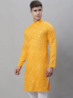 Sojanya Ethnic Motifs Embroidered Sequinned Pure Cotton Kurta