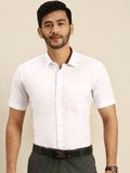 Ramraj Cotton Mens Half Sleeve Formal 100 % Cotton White Shirt