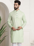 Sojanya Men Green Dobby Checked Straight Kurta