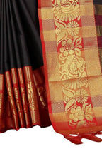 Vamika Banarasi Cotton Silk Weaving Black Saree (DOCTOR MOR BLACK)