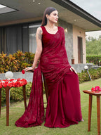 Tikhi Imli Embellished Half and half Satin Saree With Tassels - Distacart