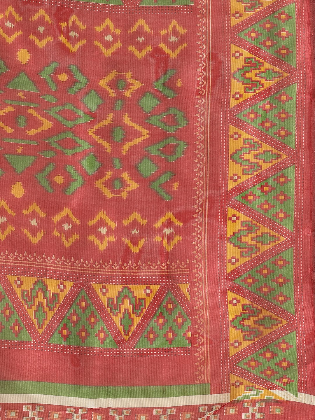 Saree Mall Rust Red & Mustard Yellow Printed Saree - Distacart