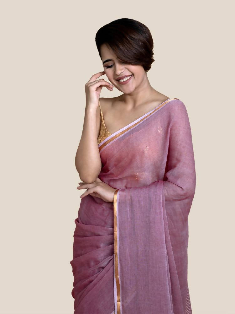 Suta Women Maroon Mul Cotton Saree With Zari Border And Ghicha Pallu - Distacart