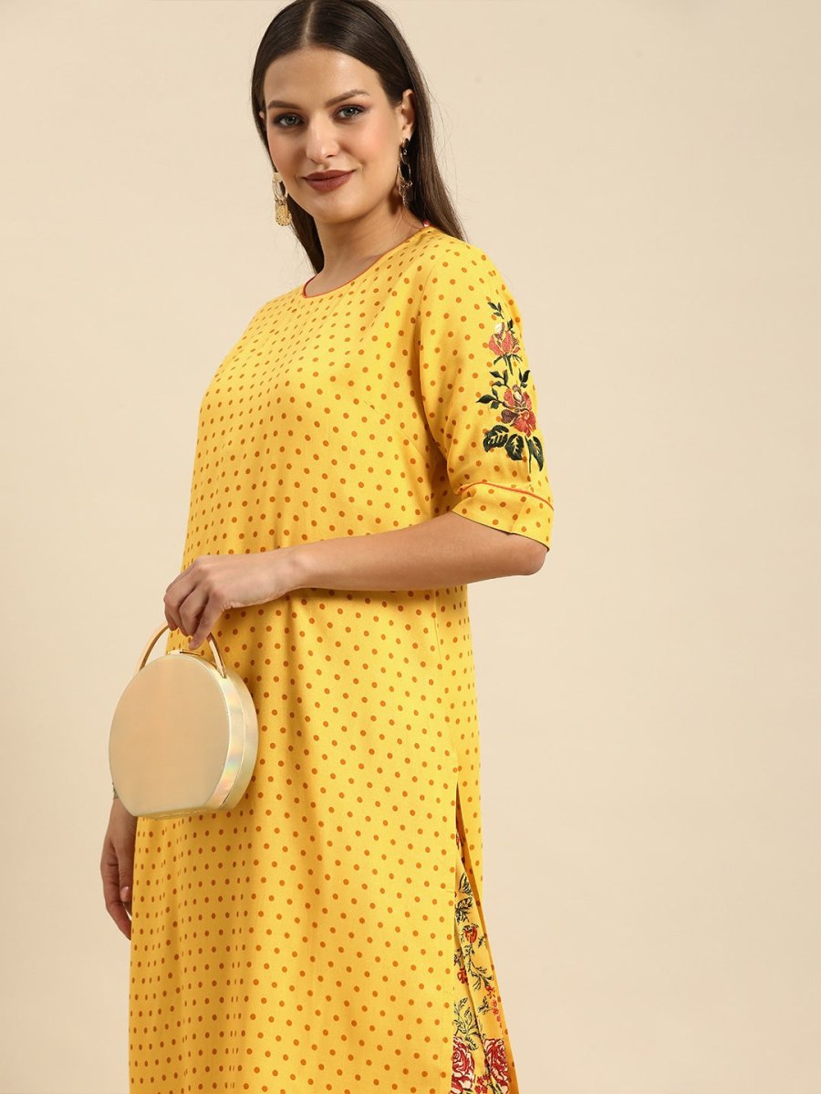 All About You Women Yellow Printed Kurta with Palazzos