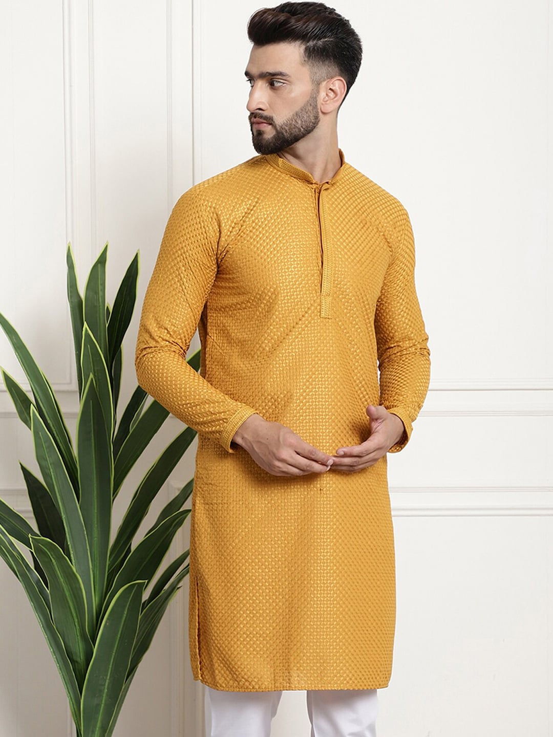 Sojanya Geometric Embroidered Thread Work Pure Cotton Straight Kurta