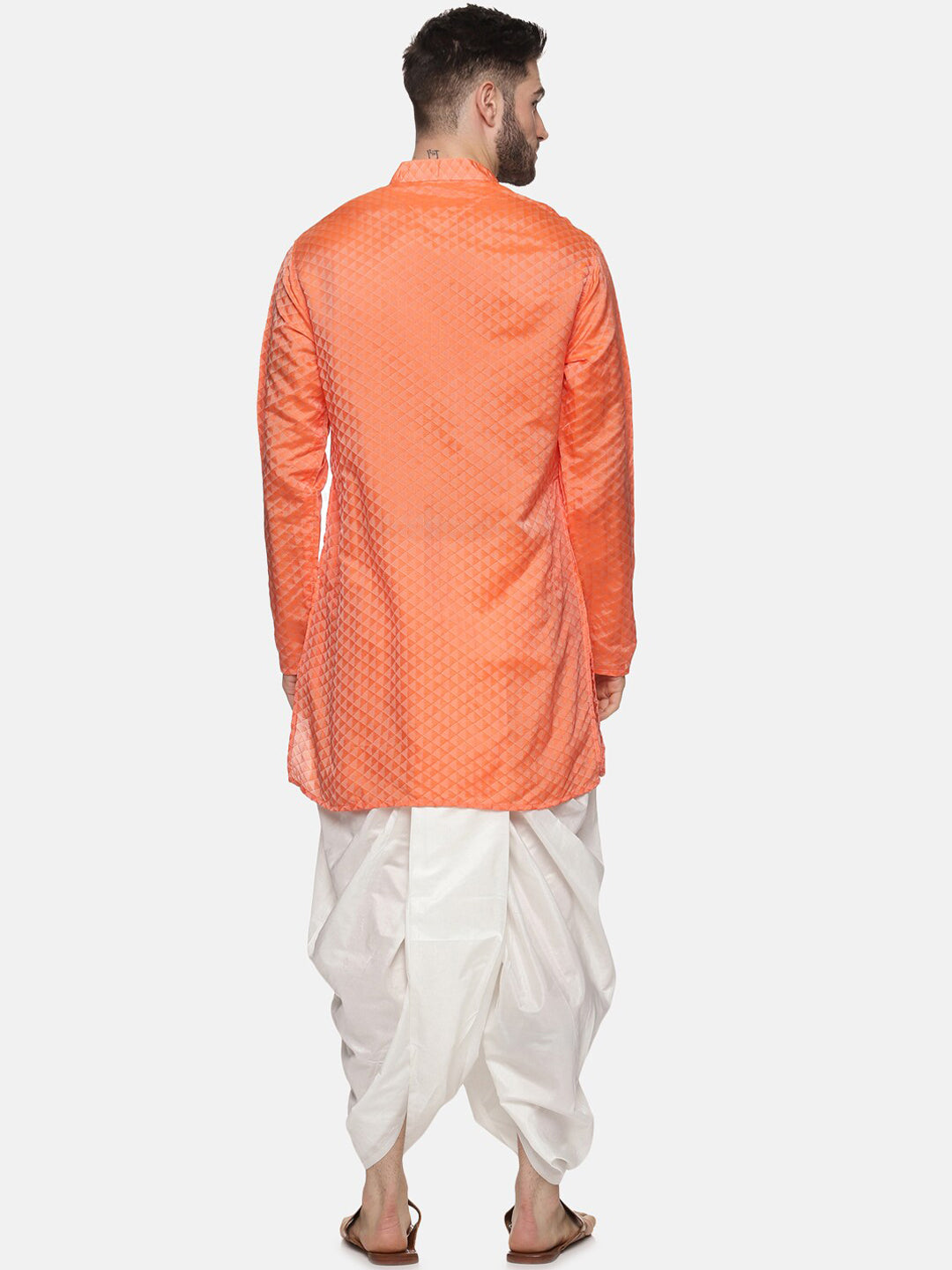 Sethukrishna Mens Orange Kurta with Dhoti Pants - Distacart