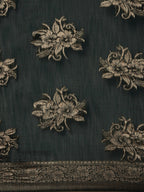 Saree Mall Green Floral Linen Blend Banarasi Saree - Distacart