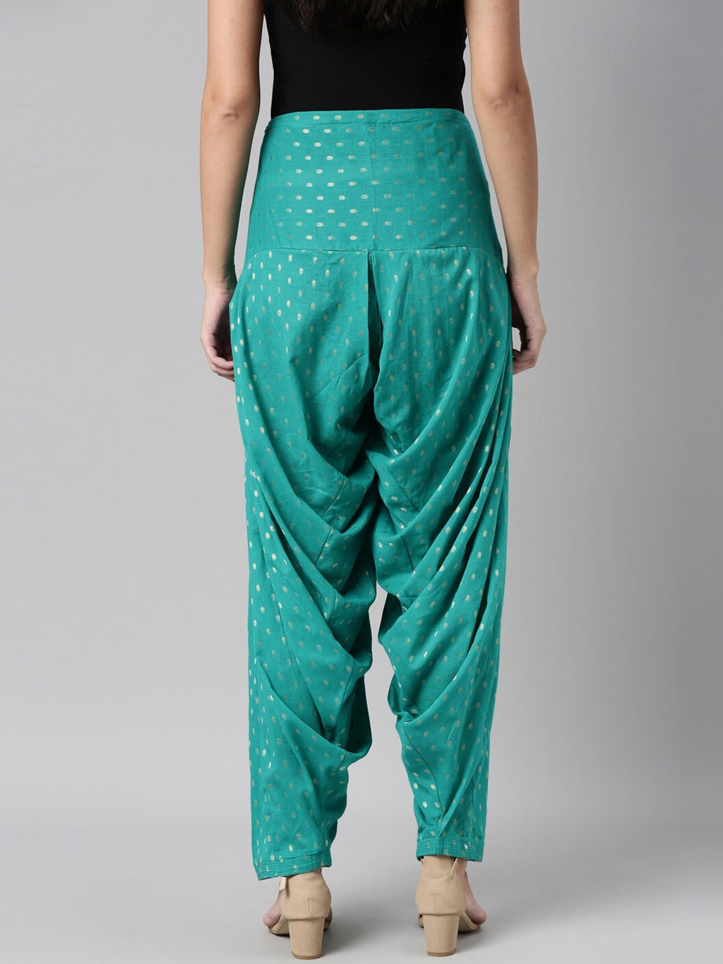 Souchii Sea Green Woven Design Pure Cotton Jacquard Patiala - Distacart