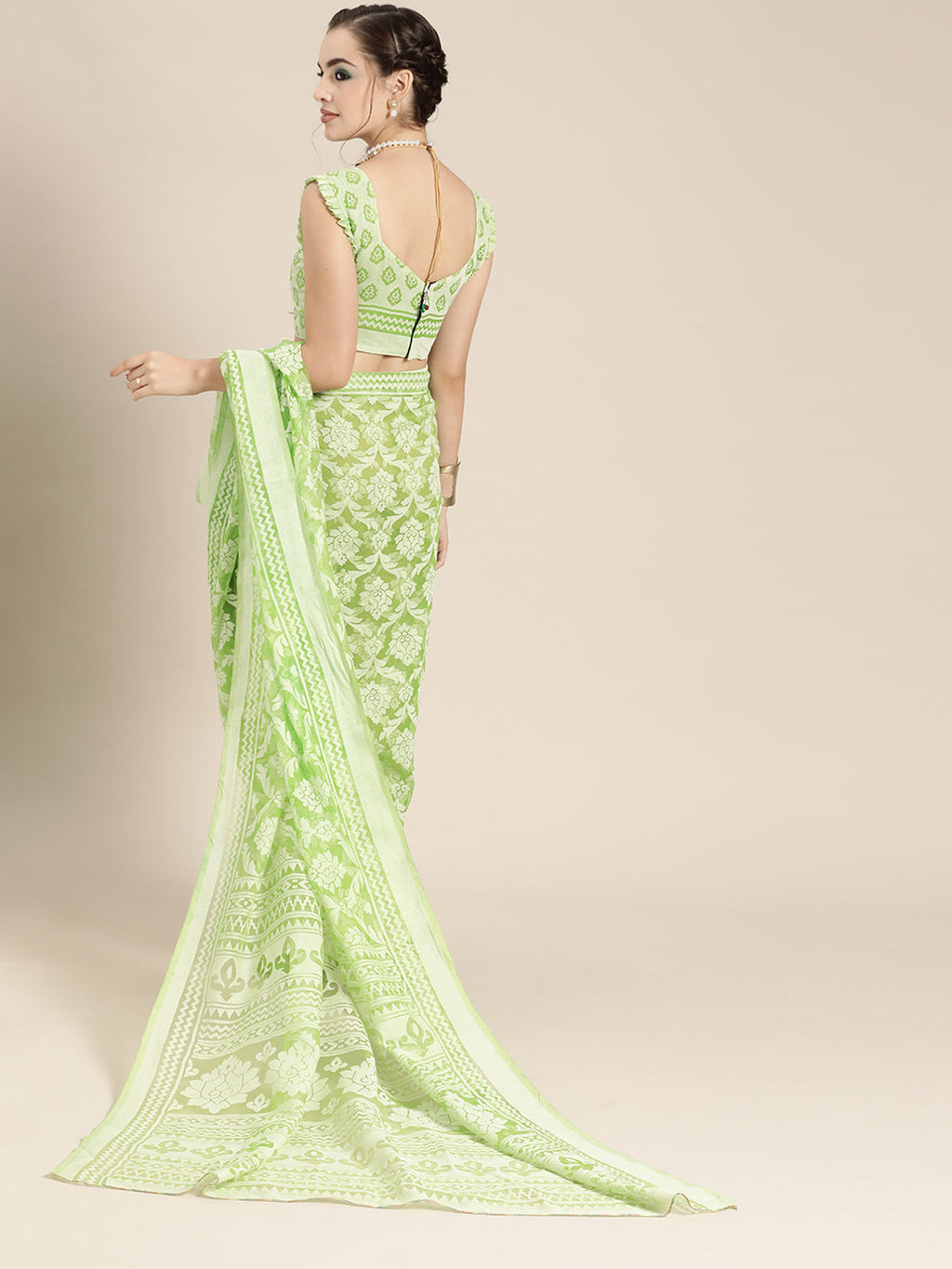 Saree Mall Green Ethnic Motifs Brasso Chanderi Saree - Distacart
