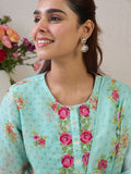 Indo Era Women Floral Embroidered Thread Work Linen Kurta with Trousers & With Dupatta - Distacart