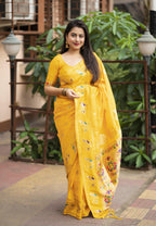 Yellow Pure Silk Woven Design Saree with Unstitched Blouse - A2M