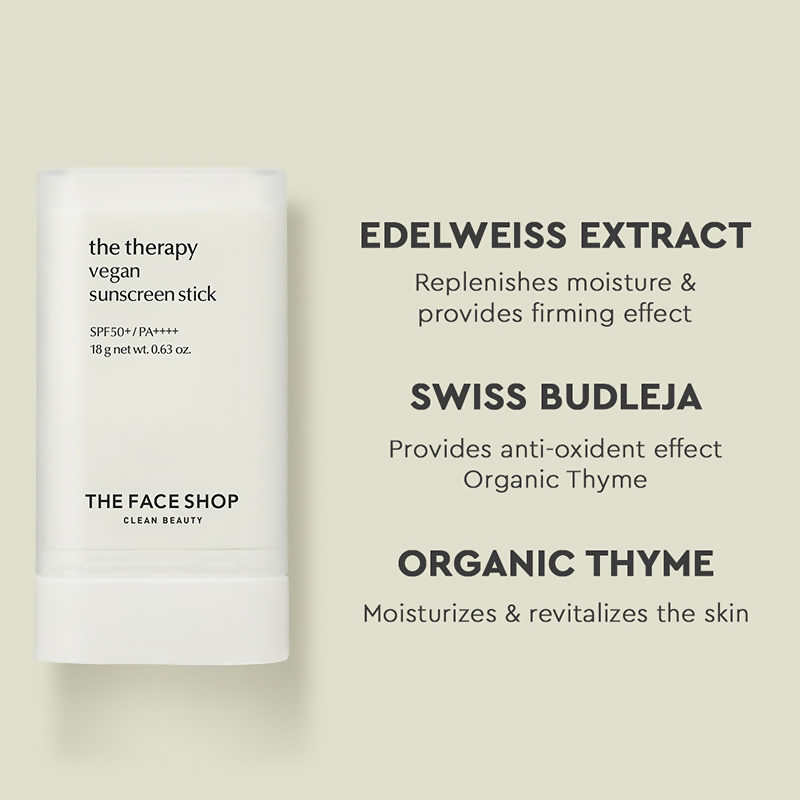 The Face Shop The Therapy Vegan Sunscreen Stick SPF 50+ - Korean Skincare