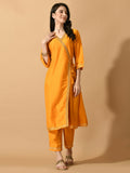 Myshka Women's Yellow Solid Party Kurta Sets
