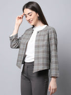 Even Apparels Brown Polywool Open Front Statement Women's Jacket - Distacart