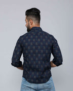 Miravan Men's Blue Spread Collar Floral Print Casual Shirt