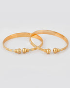 VOJ Stainless Steel Beads Gold-plated Bangle Set (Pack of 2) - Distacart