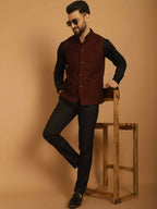Even Apparels Pure Wool Nehru Jacket - Maroon