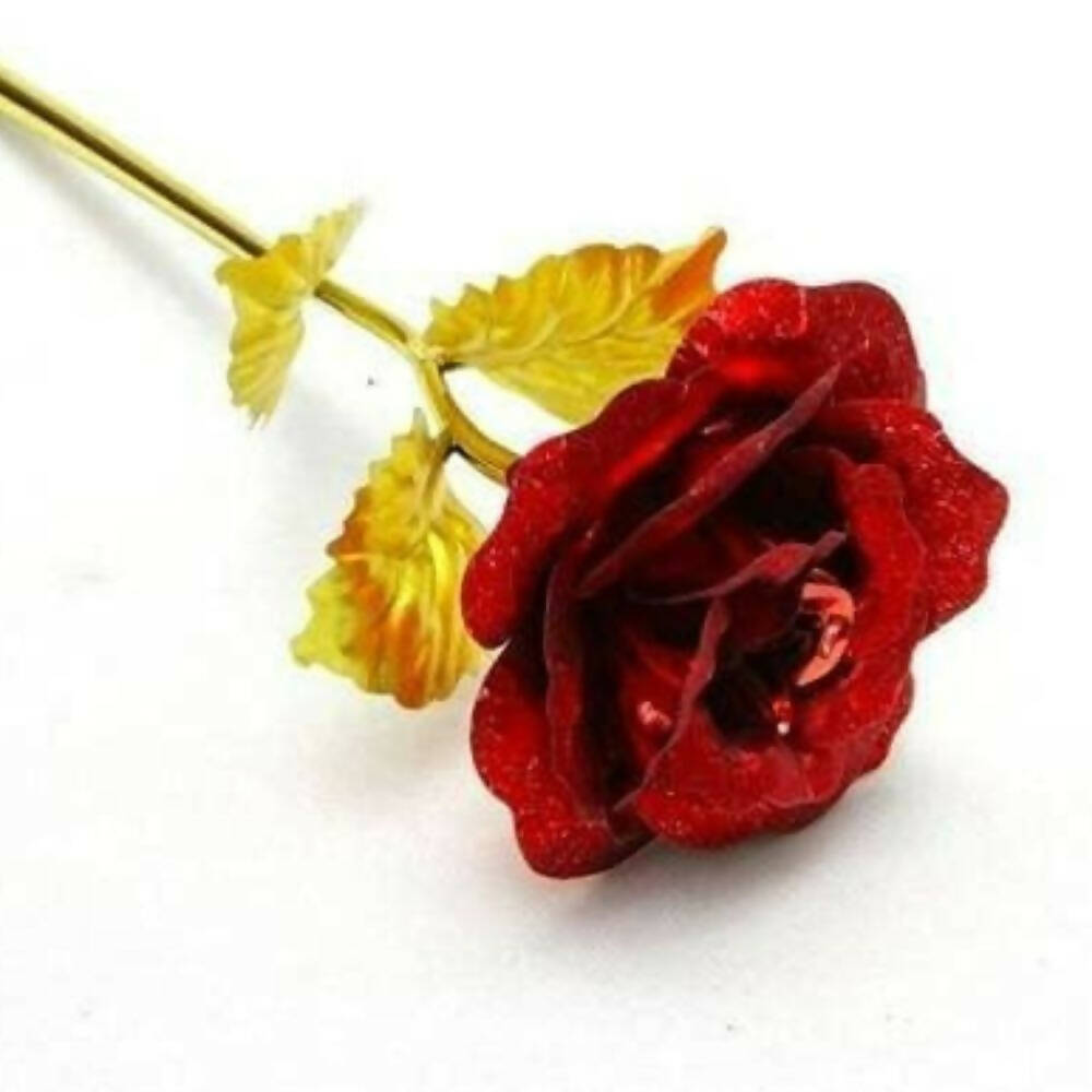 Wish Upon Artificial Golden Red Rose Flower Valentine's Day Gifts