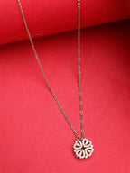 NVR Women's Rose Gold Heart Shape American Diamond Metal Chain